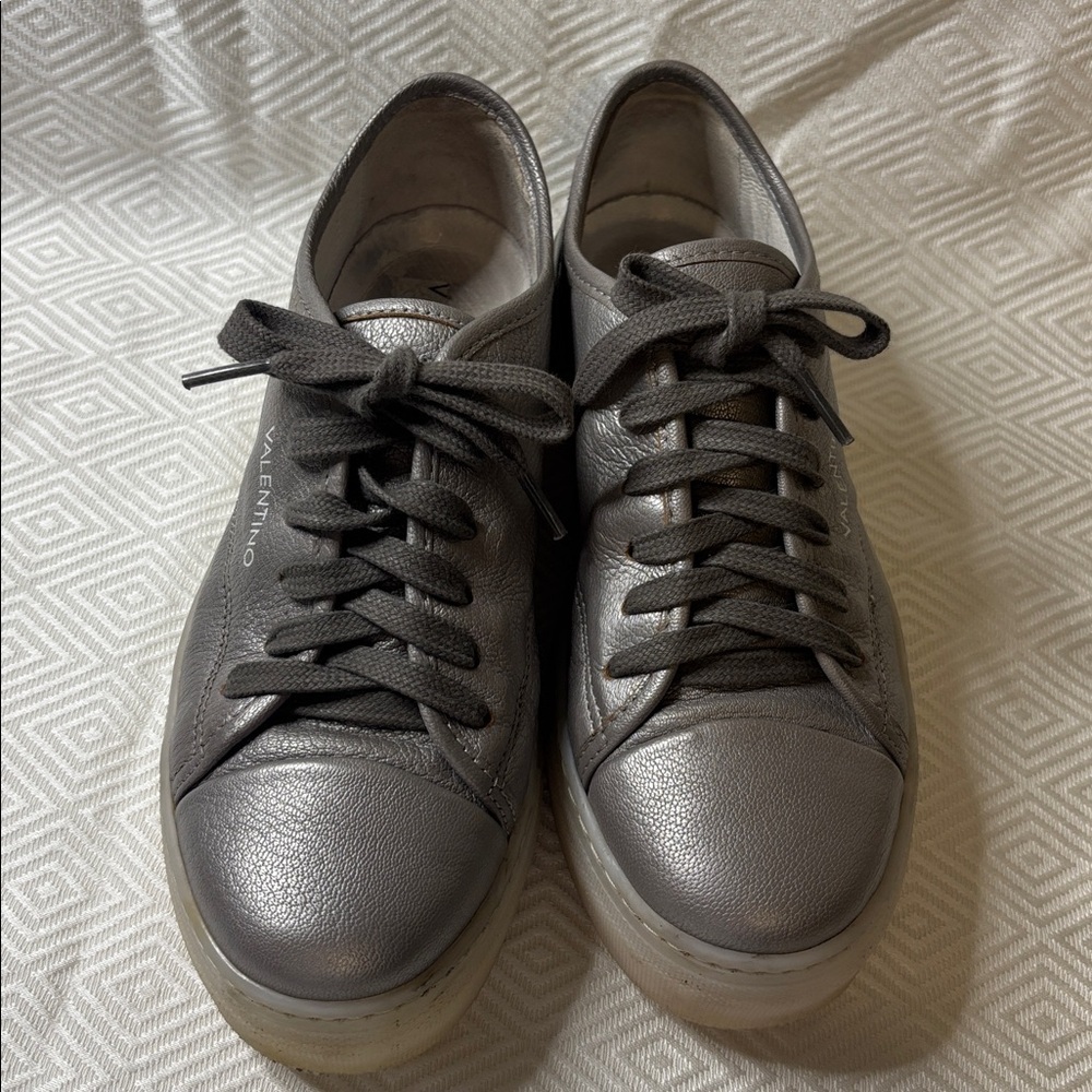 Valentino  platform women’s silver Gray Sneakers size 7.5 - Picture 14 of 15